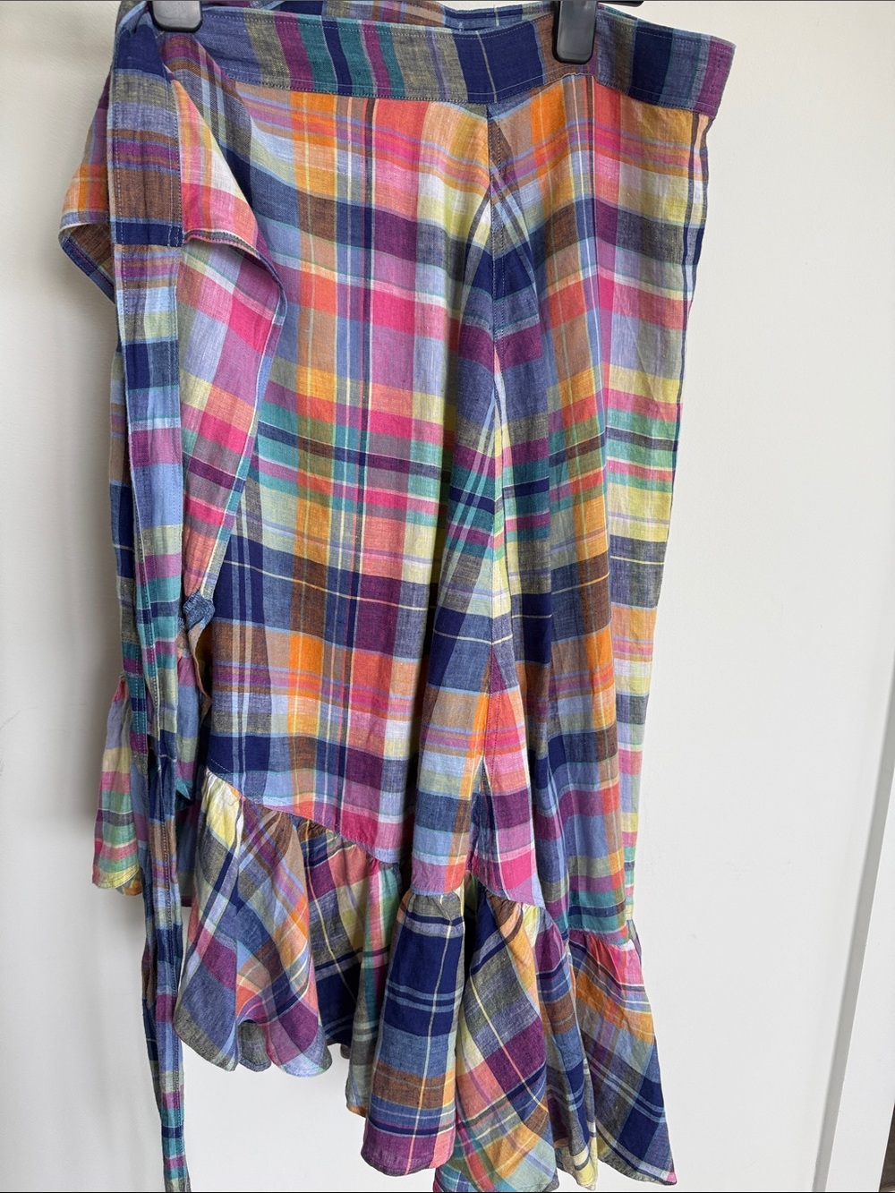 Ralph Lauren Multi-Color Plaid Asymmetrical Ruffle Skirt